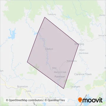 Mapa del área de cobertura de Linq Buslines