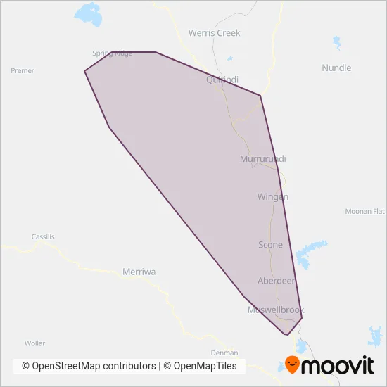 Mapa del área de cobertura de Howard's Bus & Charter