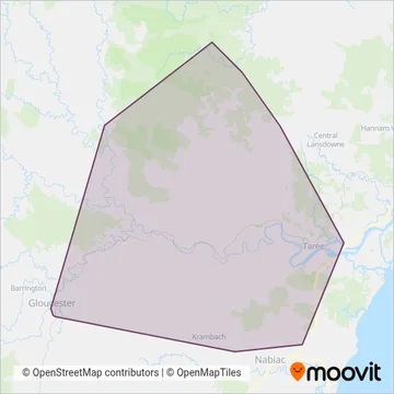 Mapa del área de cobertura de Wingham Buslines