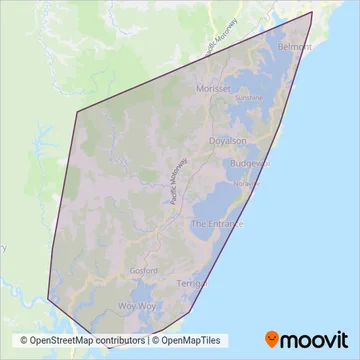 Mapa del área de cobertura de Busways OMR6