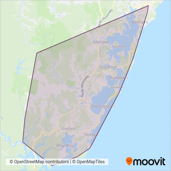 Mapa del área de cobertura de Busways OMR6