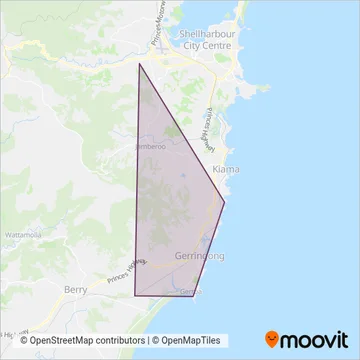 Mapa del área de cobertura de Gerringong Buses