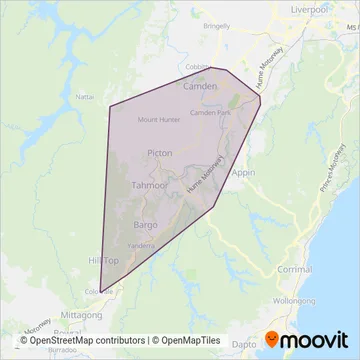 Mapa del área de cobertura de Picton Buslines