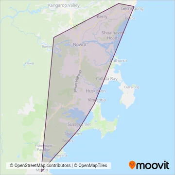 Mapa del área de cobertura de Shoalbus