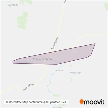 Mapa del área de cobertura de McWhirter's Bus Service