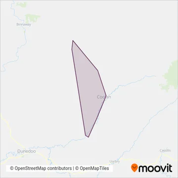 Mapa del área de cobertura de Coolah Valley Buses Pty Ltd