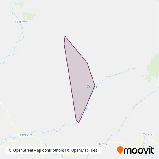 Mapa del área de cobertura de Coolah Valley Buses Pty Ltd