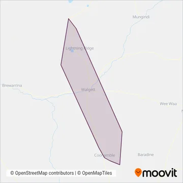 Mapa del área de cobertura de NRC Buses Pty Ltd