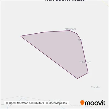 Mapa del área de cobertura de Bushtrack Bus Company Pty Ltd