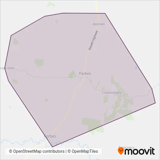 Mapa del área de cobertura de Western Road Liners