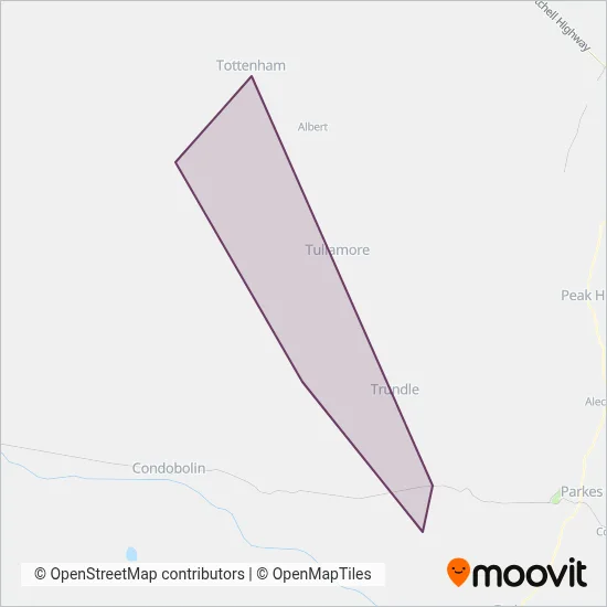 Mapa del área de cobertura de Curr Buses Pty Ltd