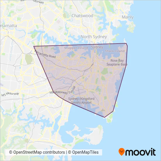 Mapa del área de cobertura de Transdev John Holland Buses