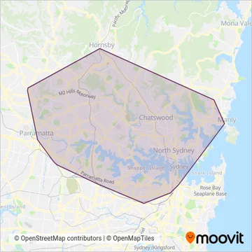 Mapa del área de cobertura de Busways North West