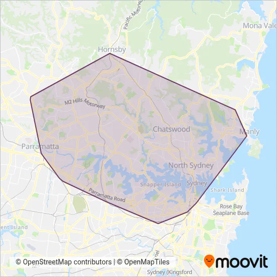 Mapa del área de cobertura de Busways North West