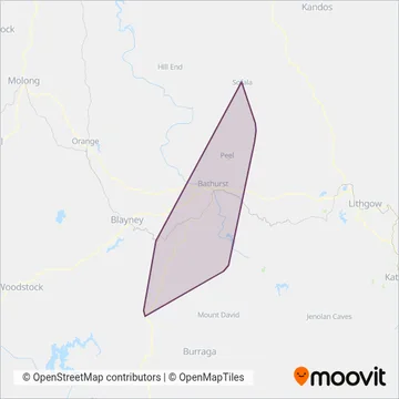 Mapa del área de cobertura de Sinclair Buses