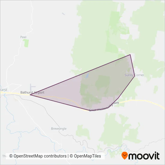 Mapa del área de cobertura de Conroy's Bus Service