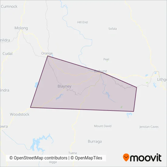 Mapa del área de cobertura de Newman's Bus Service