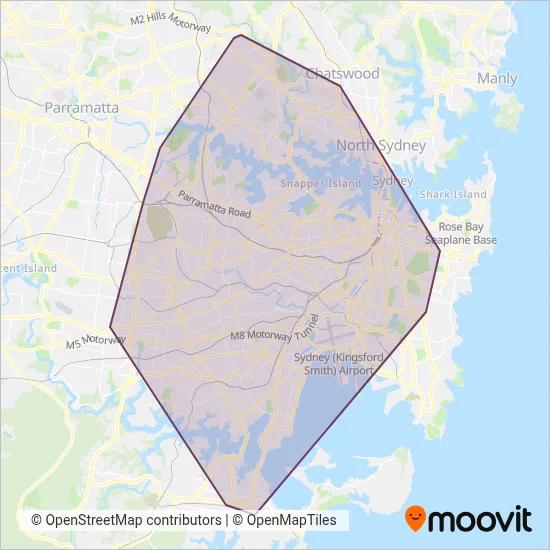 Mapa del área de cobertura de Transit Systems