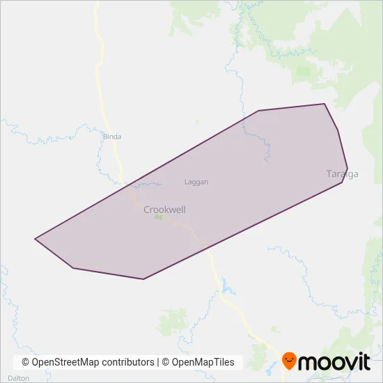 Mapa del área de cobertura de Pitts Coach Tours
