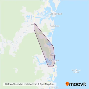 Mapa del área de cobertura de Symons Bus & Coach Service
