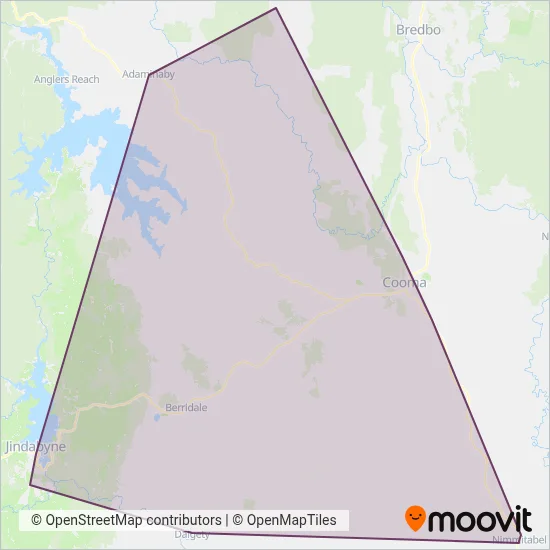 Mapa del área de cobertura de Snowliner Coaches