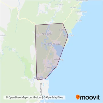 Mapa del área de cobertura de Priors Bus Service