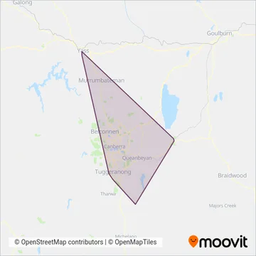Mapa del área de cobertura de Qcity Transit