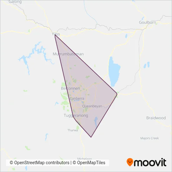 Mapa del área de cobertura de Qcity Transit