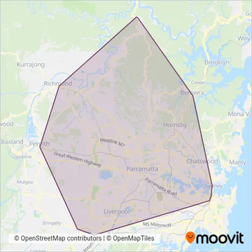 Mapa del área de cobertura de CDC NSW R4