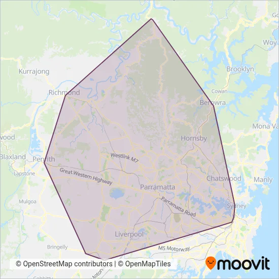Mapa del área de cobertura de CDC NSW R4