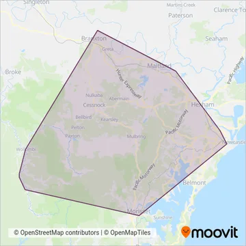 Mapa del área de cobertura de Rover Coaches