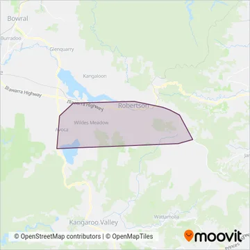Mapa del área de cobertura de Robertson Bus Service Pty Ltd