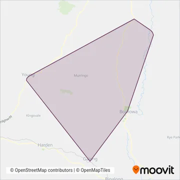 Mapa del área de cobertura de Taylors Buses