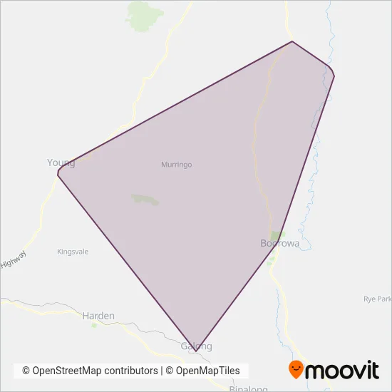 Mapa del área de cobertura de Taylors Buses