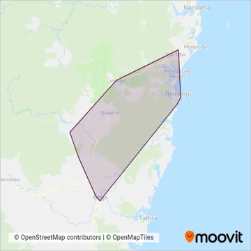 Mapa del área de cobertura de Bega Valley Coaches