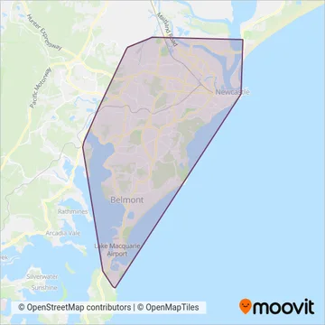 Mapa del área de cobertura de Newcastle Transport (Autobús)
