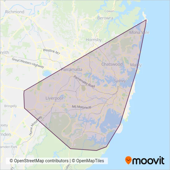 Mapa del área de cobertura de U-Go Mobility