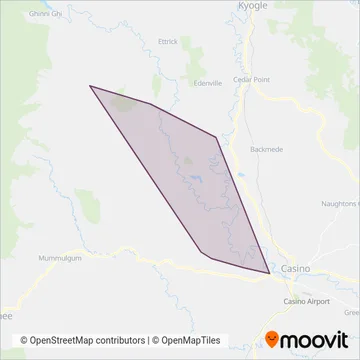 Mapa del área de cobertura de Bennetts Bus Service Pty Ltd