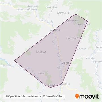 Mapa del área de cobertura de Clark's Buslines