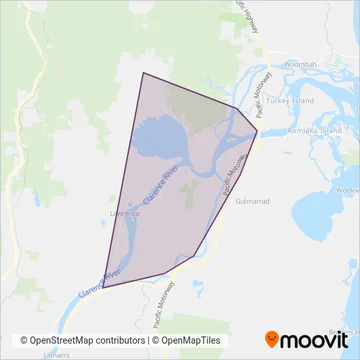 Mapa del área de cobertura de Wards Buses