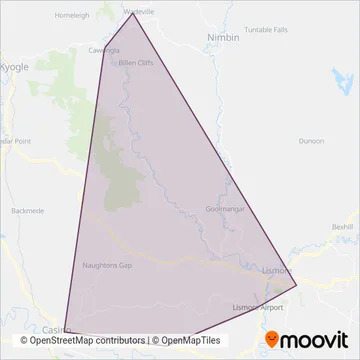 Mapa del área de cobertura de Simes Bros. Coaches