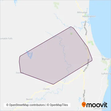 Mapa del área de cobertura de G & N Bus Services