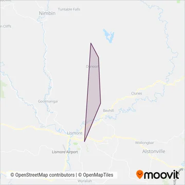 Mapa del área de cobertura de Halls Bus Company