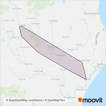 Mapa del área de cobertura de Dunoon Bus Service