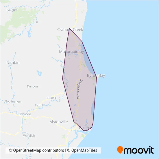 Mapa del área de cobertura de CDCNSW