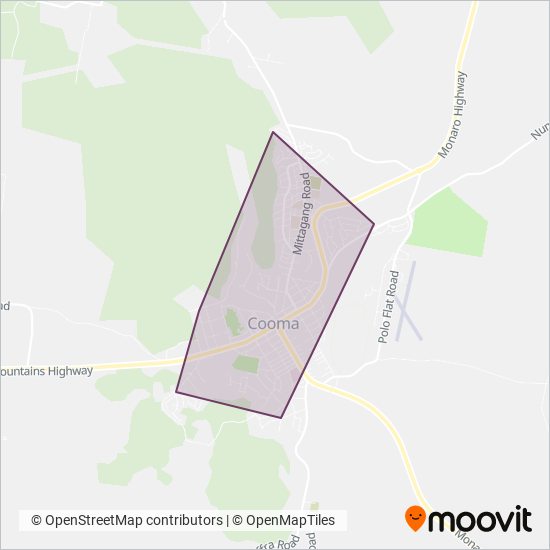 Cooma Coaches coverage area map