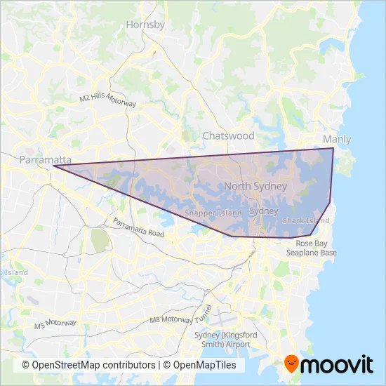 Sydney Ferries coverage area map