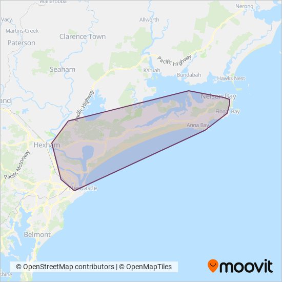 Port Stephens Coaches coverage area map
