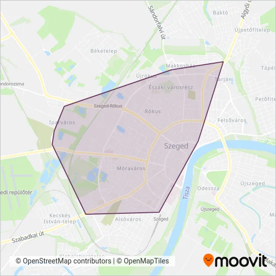 SZKT (Tram) coverage area map