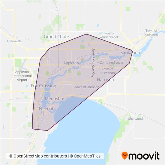 Valley Transit (WI) coverage area map